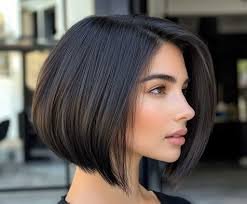 Elegant woman with sleek bob haircut, showcasing a modern and chic hairstyle.