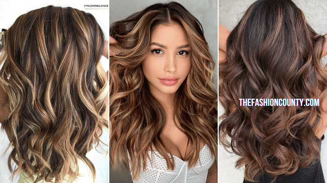 Woman with stunning hair highlights showcasing a vibrant transformation in her look.