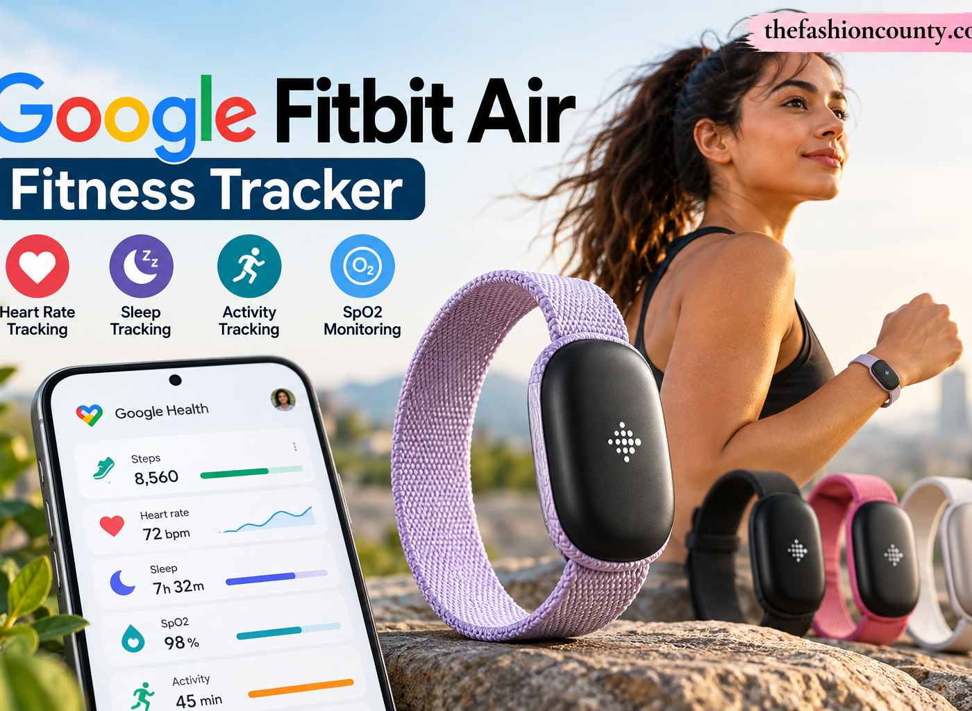 Google Fitbit Air fitness tracker with heart rate, sleep, activity and SpO2 tracking features